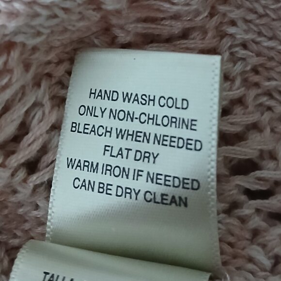 Leo & Nicole Cardigan Sweater XL Open Long Pointelle Loose Weave Knit Light Pink - Picture 10 of 10